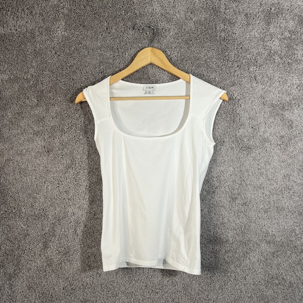 J. Crew Womens XS White Cap Sleeve Cotton Blouse Top Casual Solid Work Shirt